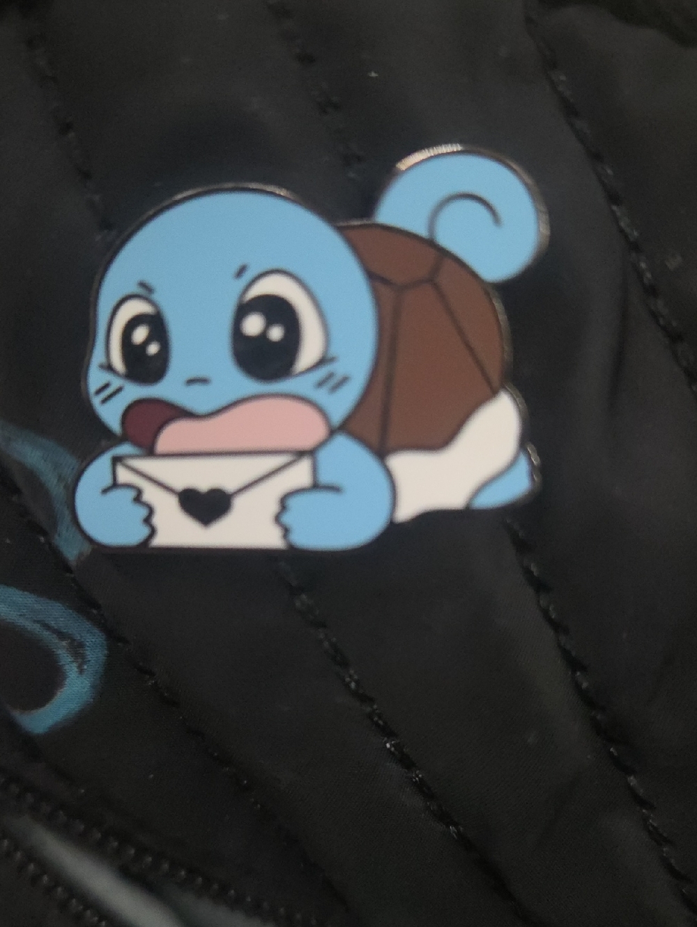 Pokemon Blue Squirtle Enamel Pin with Pink Letter